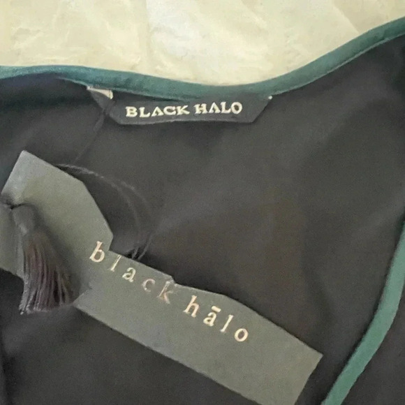 Black halo jersey knit asymmetrical colorblock dress - Picture 3 of 5